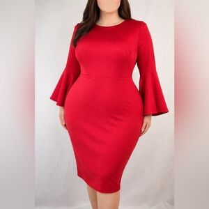Eloquii Vibrant Red Long Sleeve Dress